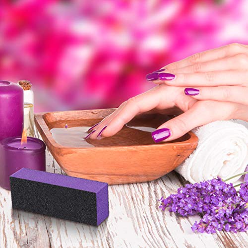 20 Pcs Nail Buffer Block Sponge Sanding Buffing File 80/120 Grit 3 Sides Nail Files for Manicure Nail Tools (Purple Black) - color: Purple