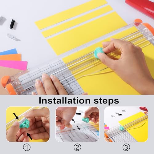 6-Pack Trimmer Replacement Blades for Fiskars Paper Trimmer, Replacement Blade for All Series of Fiskars/Portable&Precision Trimmer,Arts and Crafts,4 Cutting&2 Scoring Blades,a Slider,Orange - style: Orange (6 Blades)