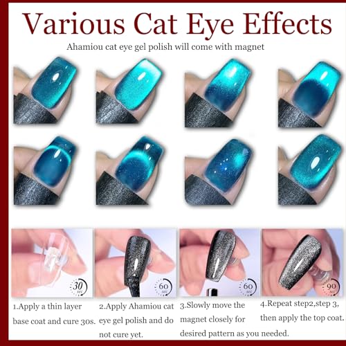 Nail Polish Cat Eye Gel Polish Crimson Summer Nail Lacquer in Vibrant Colors for DIY Nail Art 0.35 fl oz UV/LED Gel with Magnet Stick (Dark Pink, 10ML/0.35 Fl Oz) - color: Dark Pink