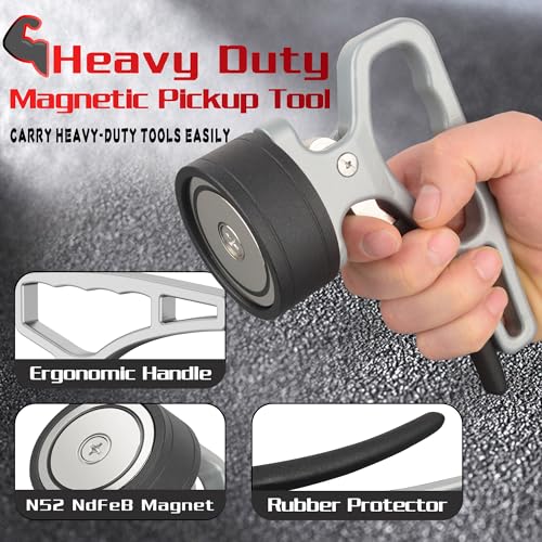 ULIBERMAGNET Heavy Duty Strong Magnetic Pickup Tool,2 Pack Magnetic Lifting with Quick Release,Portable Material Collector with Ergonomic Handle for Iron Plate,Tool Steel,Laser Cutting - size: 2PACK Magnetic Pickup Tool for Heavy Duty Plate