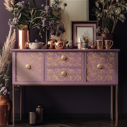 Gold Foil Rub on Transfer for Furniture DTF Transfers for Wood Drawer Decor, Magnolia - style: Magnolia