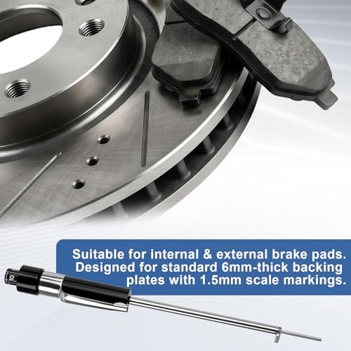 2 Pcs Car Brake Pad Thickness Measure Tool, 1.5mm-11mm Scale Brake Pad Gauge, Auto Brake Pad Detection Pen for Internal External Use