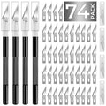 JTIEO Exacto Knife Set,74 Pack Hobby Knife with 4 Upgrade Sharp Hobby Knives and 70 Spare Exacto Knife Blades for Art,Stencil,Scrapbooking (Black) - color: Black