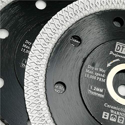 DT-DIATOOL Diamond Tile Blade 4 Inch 2pcs Diamond Turbo X Mesh Rim Segement Circular Saw Blade for Procelain Ceramic Stoneware Marble Granite Fits 5/8"-7/8" Arbor - size: 4 inch