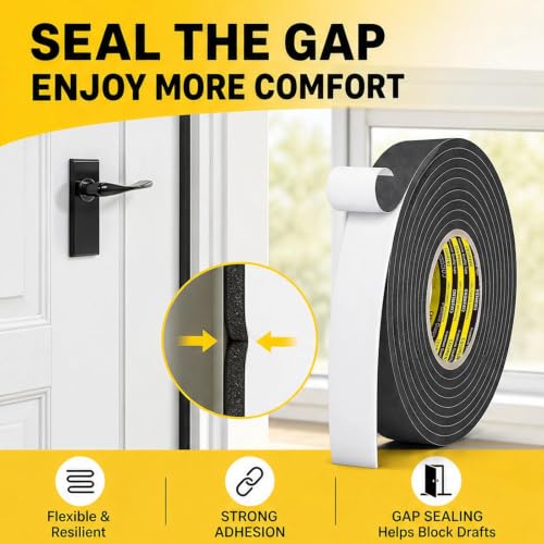 EVA Foam Weatherstrip Tape,Door Window Seal,White,2 Pack 2inX16.4FT - color: White, size: 2 Pack 2inX16.4FT