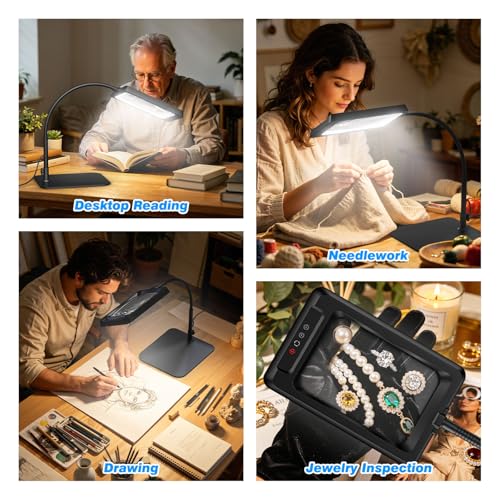 MoKo 10X Magnifying Glass with Light and Stand, Extra Large Lens