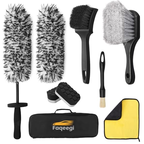 9PCS Wheel Detailing Cleaning Kit Metal-Free Scratch-Free Rim Brush - color: 9