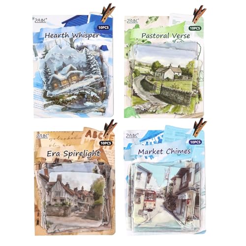 40 Pcs Large Aesthetic Vintage Scenery PET Scrapbook Stickers - color: Europe Builds Dreams