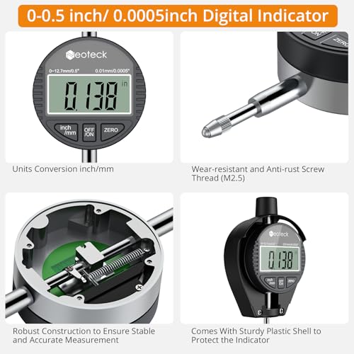 Neoteck Digital Dial Bore Gauge, 0.7-1.5" Internal Cylinder Measuring Tool - color: Black, size: 0.7-1.5 inch