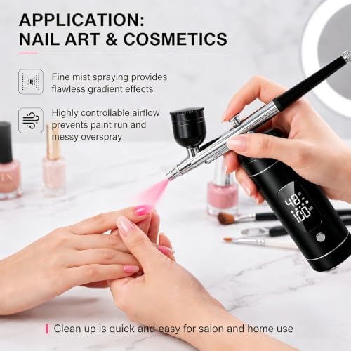 Portable Airbrush Kit with 0.3mm Needle & 10ml Cups – Ideal for Painting, Models, Cake, Makeup & Nail Art (Black)