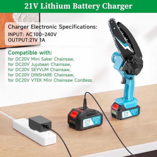 21V Lithium Battery Charger, for 20V 21V Power Tools - Compatible with Leaf Blower, Mini Chainsaw, Hand Drills, Electric Wrenches, Screwdrivers - Fast Charging & Overload Protection.