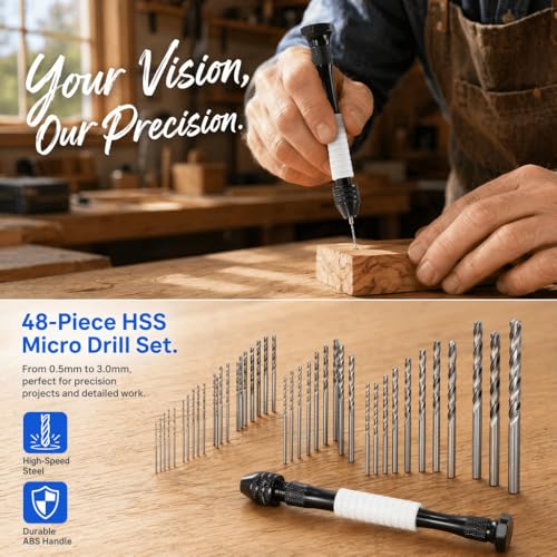 49Pcs/Set Hand Drill Bits Set High Speed Steel ABS Twist Drills Bit for Wood Plastic Rubber