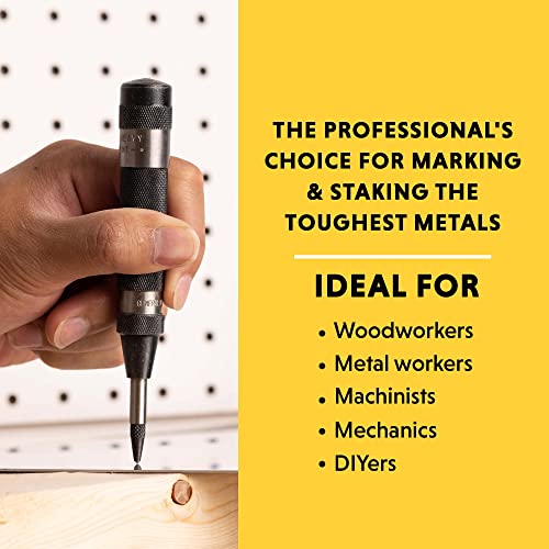 General Tools Heavy-Duty Automatic Center Punch #78 - Nail Punch Tool to Mark and Scribe - Machinist Tools - style: Heavy Duty Steel