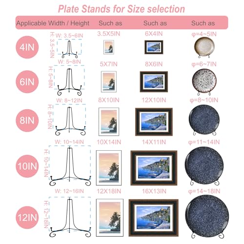 HENABLE 4PCS Premium Black Iron Plate Stands for Display Large 12 Inch - size: 4PCS 12IN