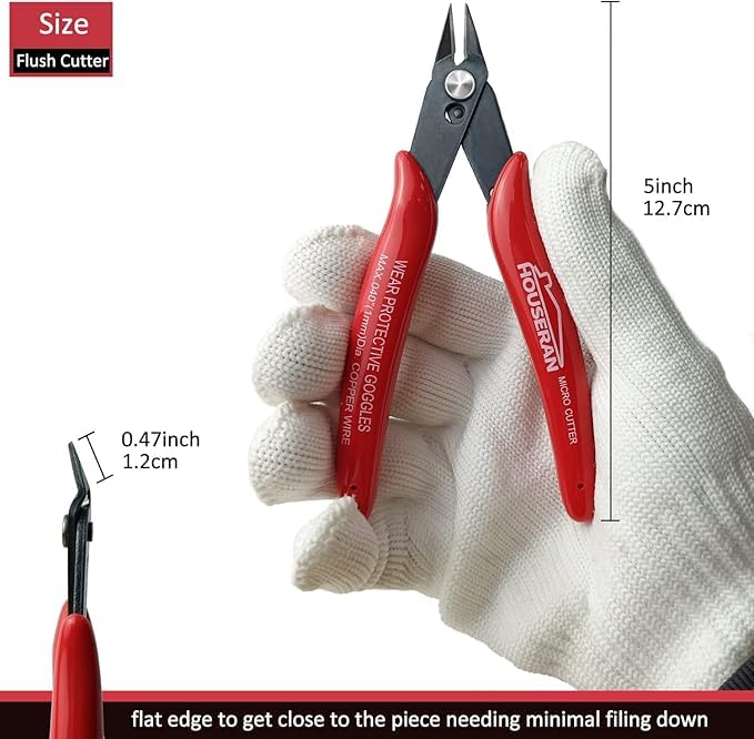 Small Wire Cutters, 2 PACK, 5 Inch, Micro Flush Cutter, Snips - color: 2 Pack