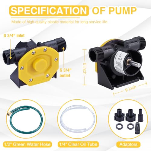 TOPWAY Self Priming Water Drill Pump Attachment with Suction and Discharge Hose, Mini Hand Power Drill Pump for Water, Oil Transfer, etc - style: Yellow with Filter