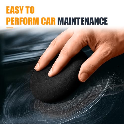 10PCS Car Foam Applicator Pads, 3.78" Round Auto Hand Polishing Pads, Compound Vehicle Detailing Sponges for Waxing, Paint, Ceramic, Glass (Black) - color: Black