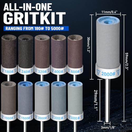 shengbenhao 32Pcs Sanding Drums Sandpaper Sticks Set for Dremel Rotary Tool - style: 32Pcs Mixed Grits