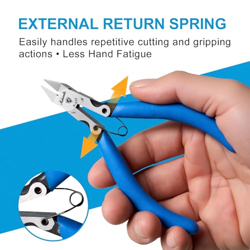 5" Flush Cutter Wire Cutters, Ultra-Sharp Precision Side & Diagonal Cutting Pliers with Spring, Chrome Vanadium Steel Wire Snips for Electronics, Model, Floral, Plastic & Soft Wire - size: B06-1Pack