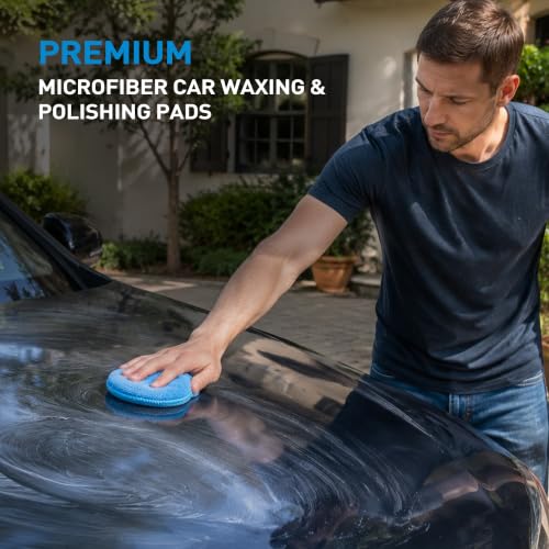 S SATC 6 Pack 5 Inch Microfiber Wax Applicator Pads, Foam Car applicator Pads with Finger Pocket for Car Detailing, Surface Polishing - size: 5 Inch 6 PCS