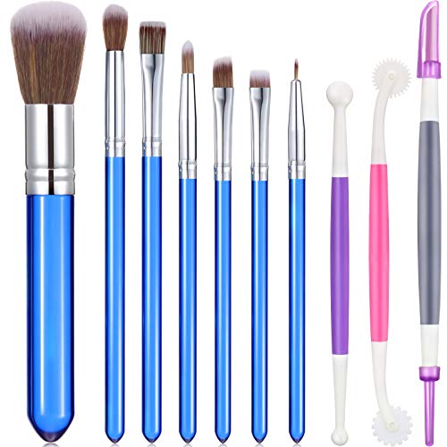 Patelai 10 Pcs Food Safe Paint Brushes Fondant Tools Cake Painting, Blue - color: Blue