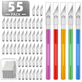 55 Pack Exacto Knife, Hobby Knife Set with 5 Craft Knives and 50 Precision Knife Blades(#11) for Art,Scrapbooking,Carving, DIY, Cutting, Stenciling by EGYPAMID