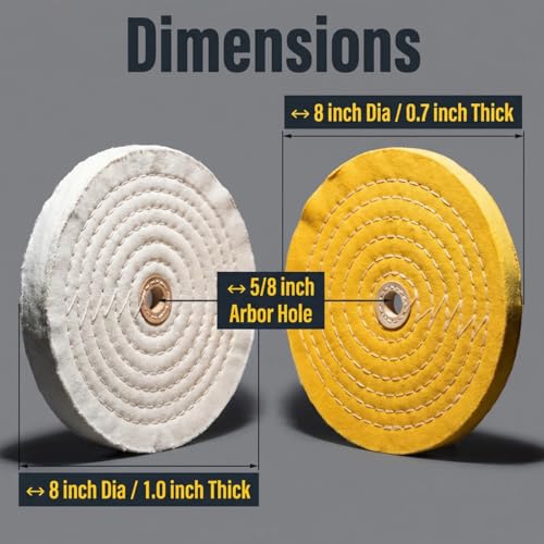 2 Pcs 8'' Extra Thick Cotton Buffing Wheels, 5/8'' Arbor Hole - style: Cotton Buffing Wheels