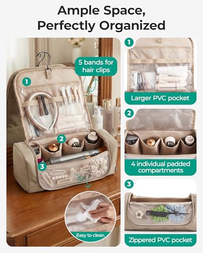 BAGSMART Hair Tool Travel Bag, Organizer for Dyson Airwrap with Hook - color: Olive green