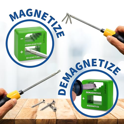 Demagnetizer and Magnetizer for Screwdrivers Tips, Bits, and Small Tools, Large or Big Screws, Drills, Drill Bits, Sockets, Nuts, Bolts, Nails and Precision Construction, Green - 3 Pack - color: Green