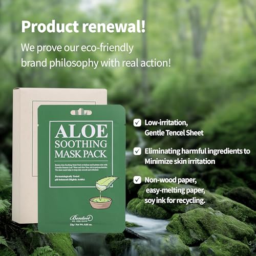 BENTON Aloe Soothing Mask Pack | 23g x 10 Packs - Aloe Vera Face Masks