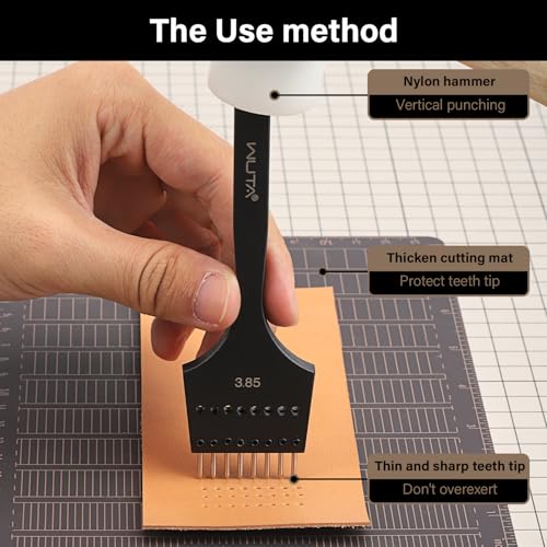 WUTA Removable Circle Leather Hole Punch Lacing Stitching Professional Working Hand Tool Kit Round Hole Puncher Craft Chisel Branding Design Circular Cutting Punches Kits (2G 3mm-(2+5+10)) - size: 2G 3mm-(2+5+10)