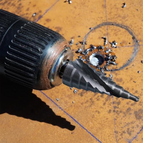 3pcs Four Spiral Flute Cobalt Step Drill Bit Set 1/4" Hex Shank 1/8"-7/8" - color: Black, size: 1/8" to 7/8" 34 steps
