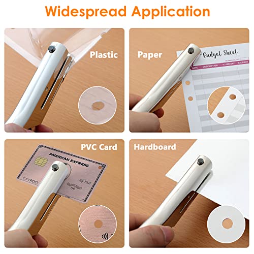 Hole Punch 2" Reach 3/8 inch Single Hole Punch,Heavy Duty Hole Puncher Single,Paper Punch Portable Hand Held Long Hole Puncher for Paper Cards Plastic Cardboard (Silver) (3/8"-10mm Hole) - size: 3/8"-10mm Hole