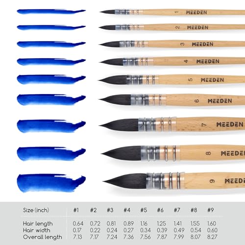 MEEDEN Watercolor Brushes Professional - Synthetic Squirrel Hair Artist Paint Brushes Set with Beech Wood Handle Great for Artists Hobbyists Size 1 - size: Size 1 - 1 Count