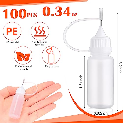 Zhehao 100 Pcs 10 ML Metal Applicator Bottle, Mini Glue Bottle for DIY Craft, Acrylic Painting, Quilling, Art Projects(White) - color: White