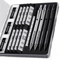 4PCS Metal Mechanical Pencil Set, 0.5mm+0.7mm, Storage Case, Black＆Silver - color: Silver+Black (4PCS)