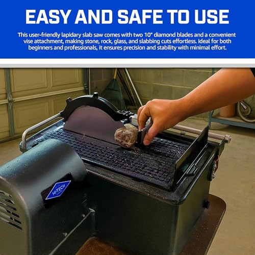 Hi-Tech Diamond 10" Lapidary Slab Saw for Rocks & Minerals - Includes Vise - style: Two 10" Diamond Saw Blades & Vise Attachment