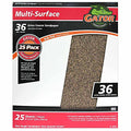 Gator 9" x 11" Multi-Surface Sanding Sheets, 36 Grit, 25 Pack - size: 36 Grit