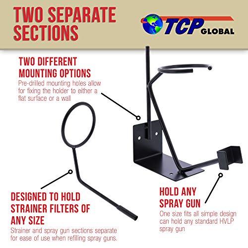 TCP Global Gravity Feed Paint Gun Holder - Wall or Bench Mount, HVLP Spray