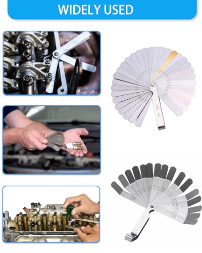 Feeler Gauges - 32 Blades Feeler Gauge Set &16 Pieces Offset Feeler Gauge Stainless Steel Dual Marked Metric and Standard SAE - Valve Thickness Gauge (Tapered&Offset Feeler Gauge) - style: TAPERED&OFFSET FEELER GAUGE