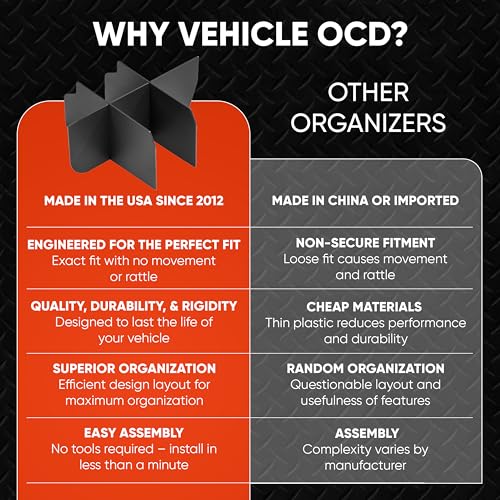 Vehicle OCD - Center Console Organizer for Ford F150 (2004-2014) (Column Shift w/Bucket Seats Only) - Made in USA - SLX104 - size: 2004-2014