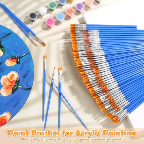 240 Pcs Mini Paint Brushes Bulk, Flat and Fine Tip Small Paint Brushes