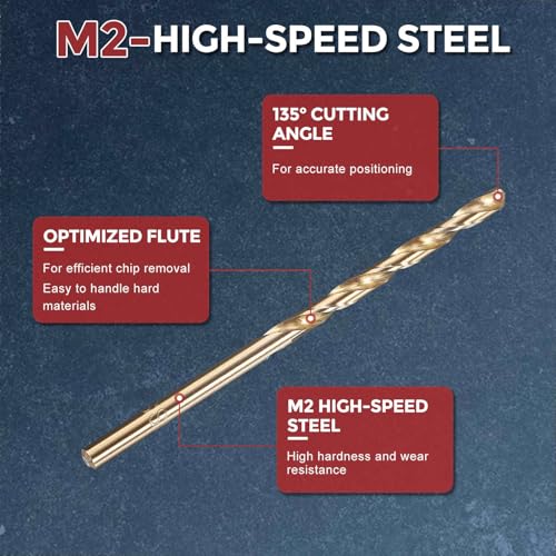 12pcs Micro Drill Bit #23 Diameter 3.912mm M2 HSS 135° for Metal - size: #23 (3.912mm)