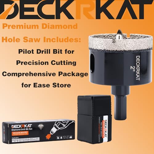 DECKRKAT 2" Diamond Hole-Saw Bits with Pilot Drill Bit - 2" Diamond Tipped Tile Hole Saws with Guiding Bit Accurate Drilling for Porcelain Tile Ceramic Pottery Granite Stone Glass Bottles 50mm - size: 2" X 1Pcs