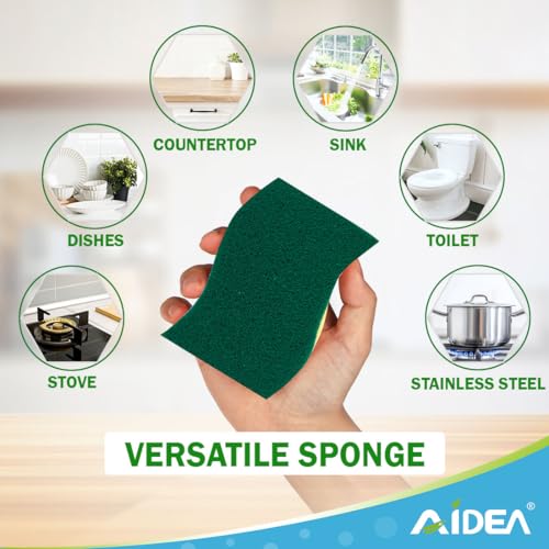 AIDEA Sponges Kitchen-24Count, Heavy-Duty Scrub Sponges, Sponges for Dishes - color: Light-green-standard