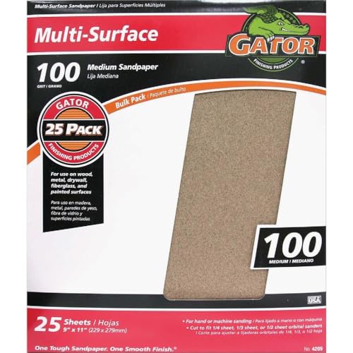 Gator 9" x 11" Multi-Surface Sanding Sheets, 100 Grit, 25 Pack - size: 100 Grit