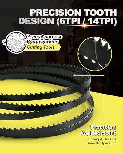93-1/2 Inch Band Saw Blades Assortment for Woodworking, Premium SK5 Carbon Steel Bandsaw Blade 4-Pack (1/2" 6TPI x2, 1/4" 6TPI, 1/8" 14TPI), Fits Most 14" Band Saws for Resawing & Contour Cut - size: 1/2" 6TPI+1/8" 14TPI+1/4" 6TPI