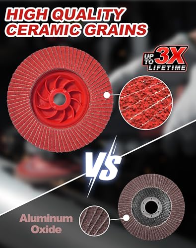 EZARC Ceramic Flap Discs 60 Grit, 4-1/2 x 7/8-Inch, Type 27, 5-Pack - size: 60Gr 5P