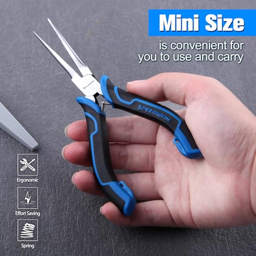 SPEEDWOX Mini Needle Nose Pliers Serrated Jaw Fine Tips TPR Handle - style: Needle Nose Pliers Serrated Jaw with Cover