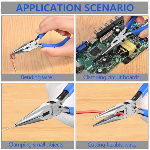 Needle Nose Pliers Set, mshandto 5" Long Nose Pliers for Wire Bending, 10 Pack High Carbon Steel Needle Nose Pliers, Serrated Jaw Pliers for Jewelry Making, Electronics, Object Grasping, Craft Making - size: 5"-10Pack